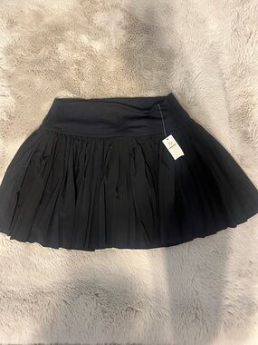 Aerie Black Pleated Mini Skort